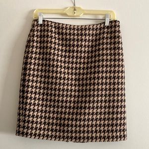 Talbot’s wool houndstooth patterned skirt, hits just above the knee